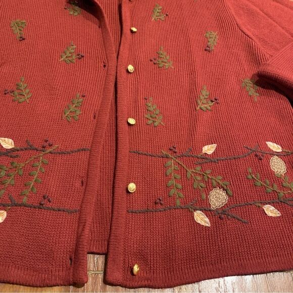 Crystal Kobe Women’s Floral Embroidered Cardigan Sweater Fall Large - Picture 7 of 10